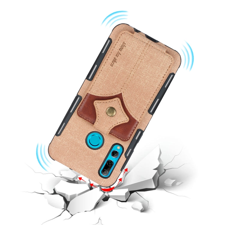 For Huawei P Smart+ 2019 Cloth Texture + PU + TPU Shockproof Protective Case with Card Slots