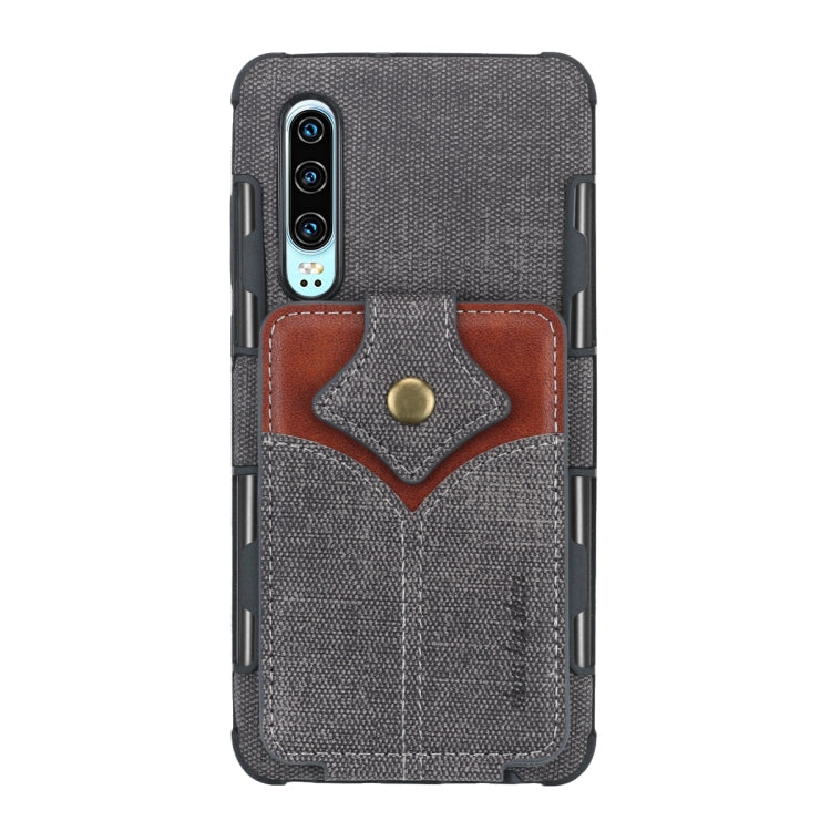 For Huawei P30 Cloth Texture + PU + TPU Shockproof Protective Case with Card Slots