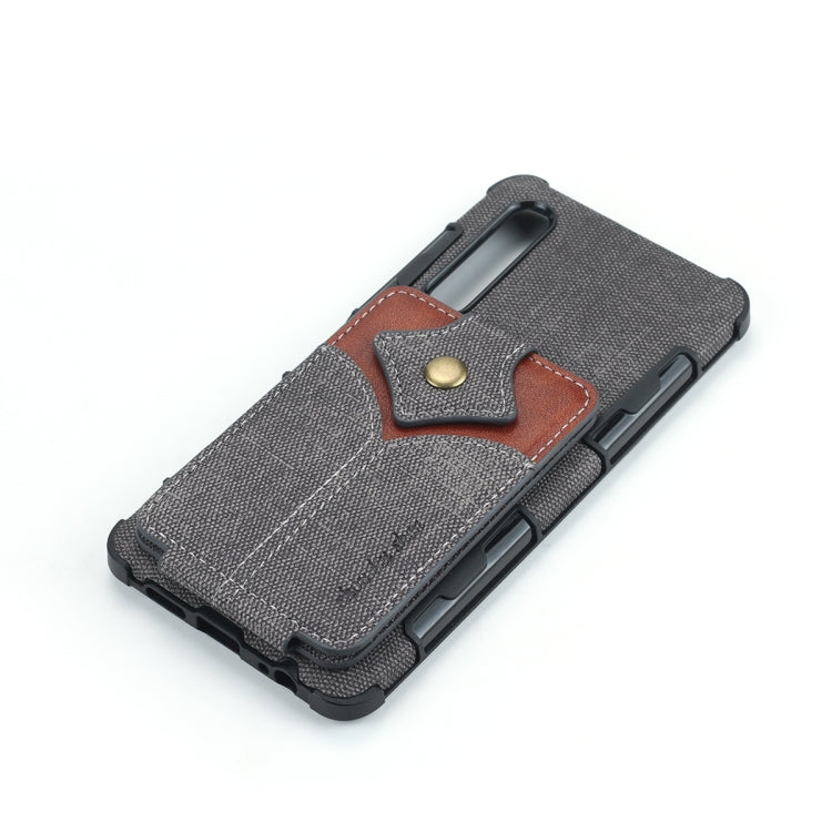 For Huawei P30 Cloth Texture + PU + TPU Shockproof Protective Case with Card Slots