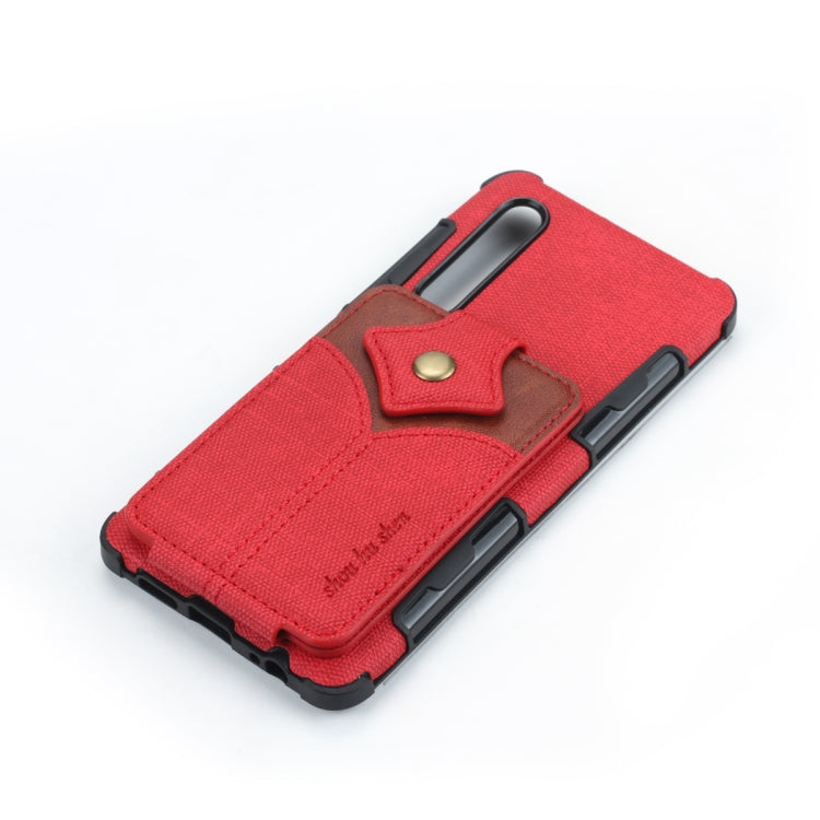 For Huawei P30 Cloth Texture + PU + TPU Shockproof Protective Case with Card Slots