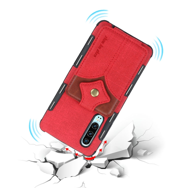 For Huawei P30 Cloth Texture + PU + TPU Shockproof Protective Case with Card Slots