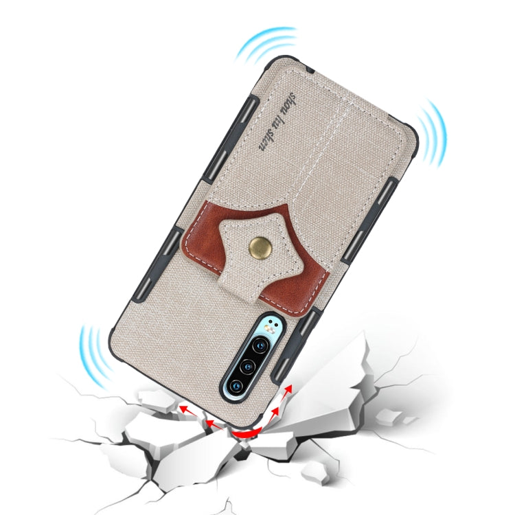 For Huawei P30 Cloth Texture + PU + TPU Shockproof Protective Case with Card Slots