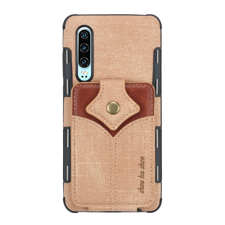 For Huawei P30 Cloth Texture + PU + TPU Shockproof Protective Case with Card Slots
