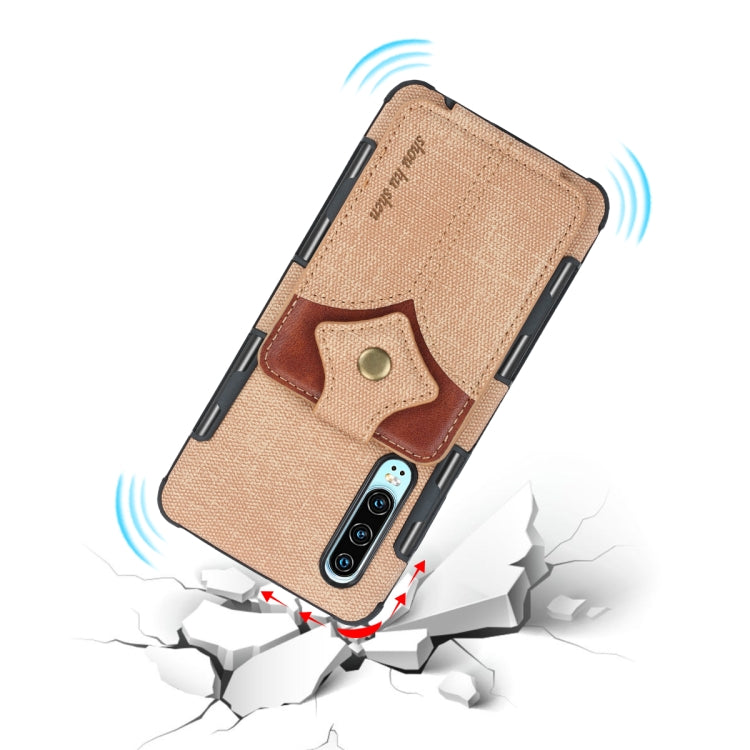 For Huawei P30 Cloth Texture + PU + TPU Shockproof Protective Case with Card Slots