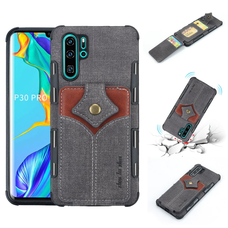 For Huawei P30 Pro Cloth Texture + PU + TPU Shockproof Protective Case with Card Slots