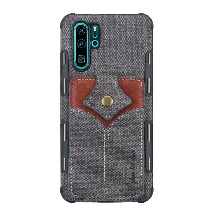 For Huawei P30 Pro Cloth Texture + PU + TPU Shockproof Protective Case with Card Slots