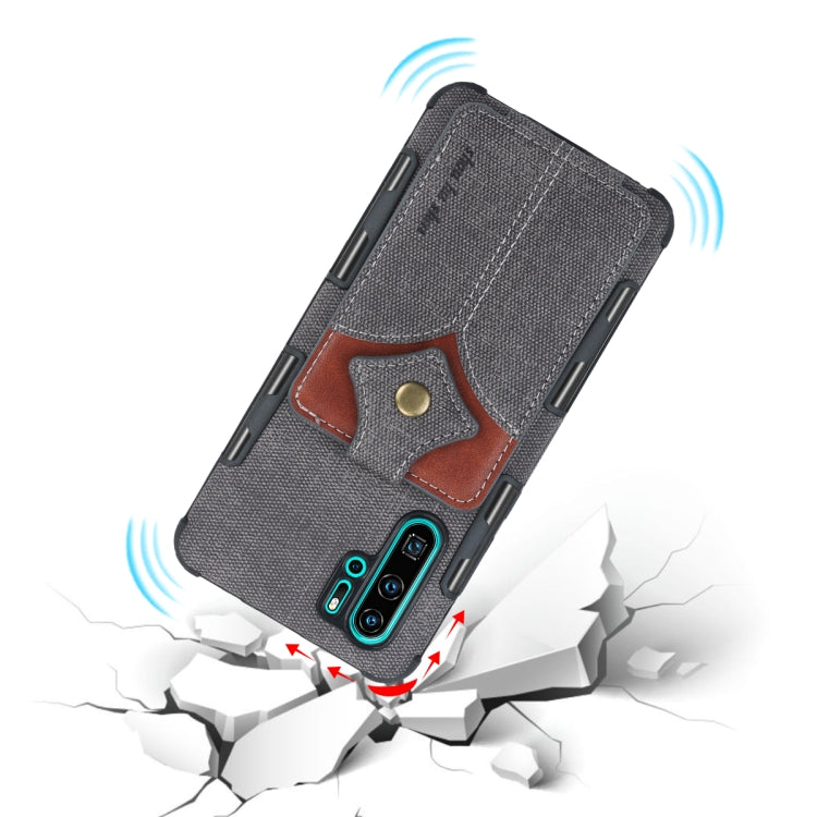For Huawei P30 Pro Cloth Texture + PU + TPU Shockproof Protective Case with Card Slots