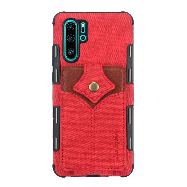 For Huawei P30 Pro Cloth Texture + PU + TPU Shockproof Protective Case with Card Slots