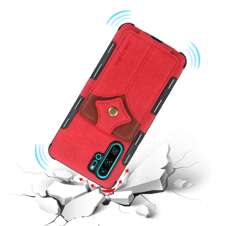 For Huawei P30 Pro Cloth Texture + PU + TPU Shockproof Protective Case with Card Slots