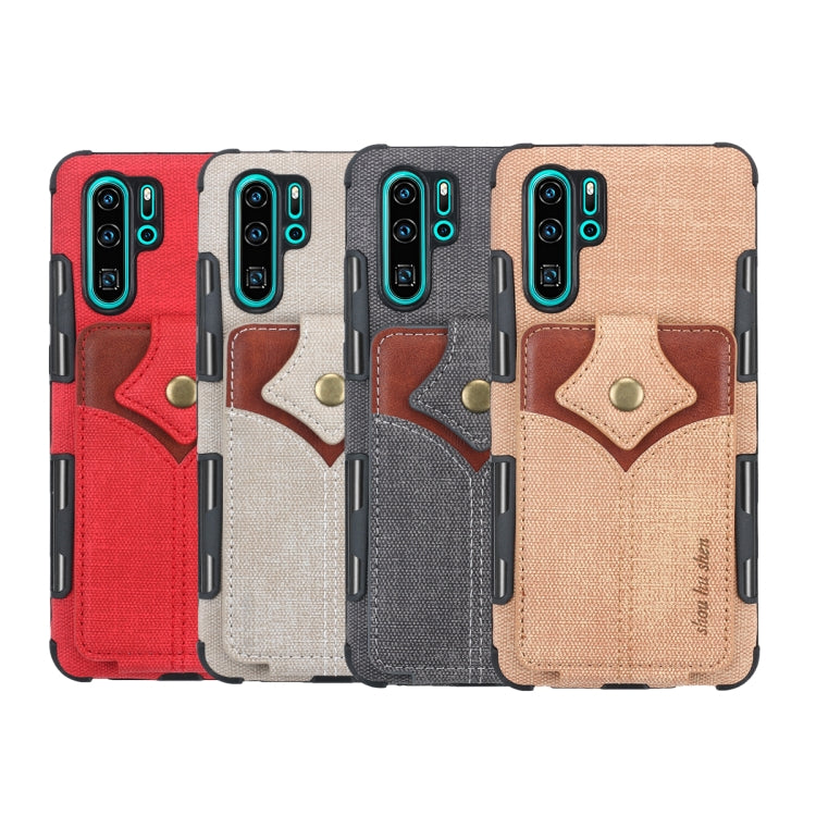 For Huawei P30 Pro Cloth Texture + PU + TPU Shockproof Protective Case with Card Slots
