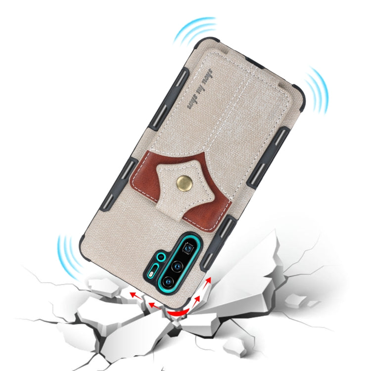 For Huawei P30 Pro Cloth Texture + PU + TPU Shockproof Protective Case with Card Slots
