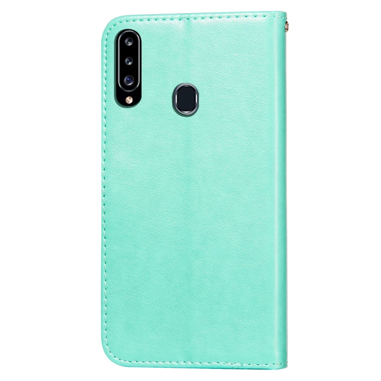 For Samsung Galaxy A20s Flower Vine Embossing Pattern Horizontal Flip Leather Case with Card Slot & Holder & Wallet & Lanyard