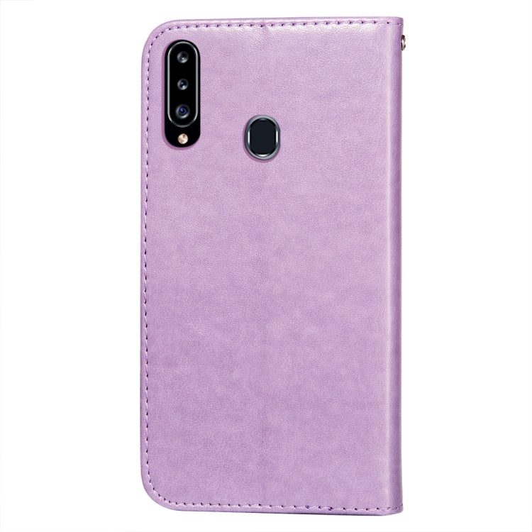 For Samsung Galaxy A20s Flower Vine Embossing Pattern Horizontal Flip Leather Case with Card Slot & Holder & Wallet & Lanyard