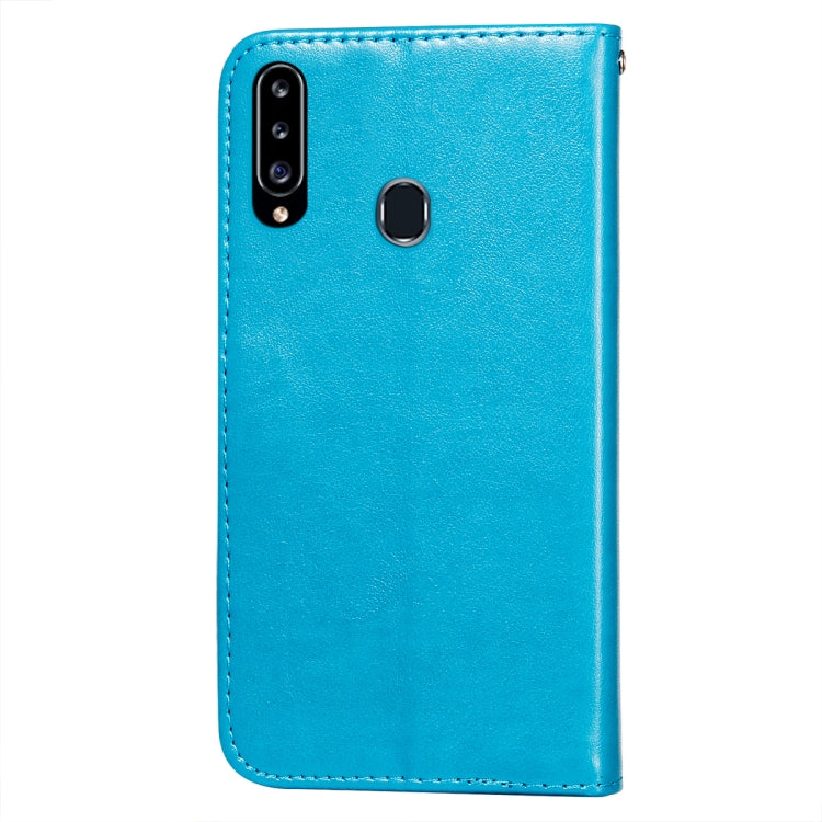 For Samsung Galaxy A20s Flower Vine Embossing Pattern Horizontal Flip Leather Case with Card Slot & Holder & Wallet & Lanyard