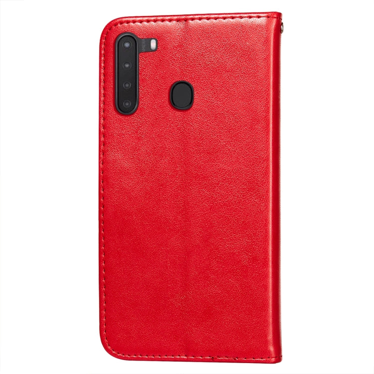 For Samsung Galaxy A21 Flower Vine Embossing Pattern Horizontal Flip Leather Case with Card Slot & Holder & Wallet & Lanyard