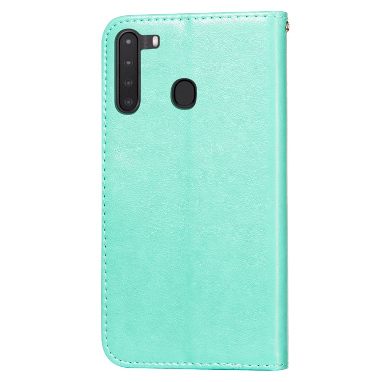 For Samsung Galaxy A21 Flower Vine Embossing Pattern Horizontal Flip Leather Case with Card Slot & Holder & Wallet & Lanyard