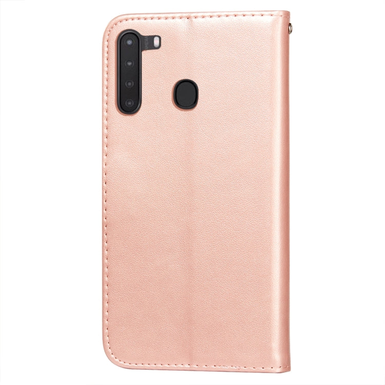 For Samsung Galaxy A21 Flower Vine Embossing Pattern Horizontal Flip Leather Case with Card Slot & Holder & Wallet & Lanyard