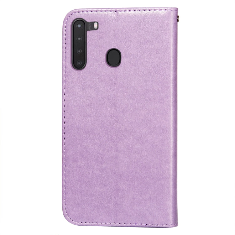For Samsung Galaxy A21 Flower Vine Embossing Pattern Horizontal Flip Leather Case with Card Slot & Holder & Wallet & Lanyard