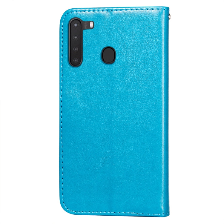 For Samsung Galaxy A21 Flower Vine Embossing Pattern Horizontal Flip Leather Case with Card Slot & Holder & Wallet & Lanyard