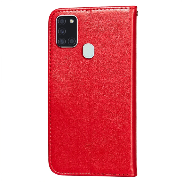 For Samsung Galaxy A21s Flower Vine Embossing Pattern Horizontal Flip Leather Case with Card Slot & Holder & Wallet & Lanyard