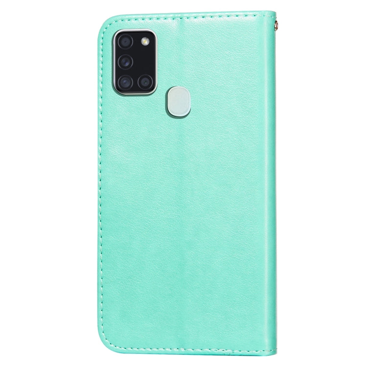 For Samsung Galaxy A21s Flower Vine Embossing Pattern Horizontal Flip Leather Case with Card Slot & Holder & Wallet & Lanyard
