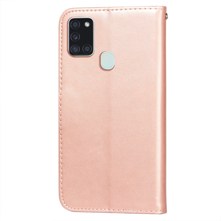 For Samsung Galaxy A21s Flower Vine Embossing Pattern Horizontal Flip Leather Case with Card Slot & Holder & Wallet & Lanyard