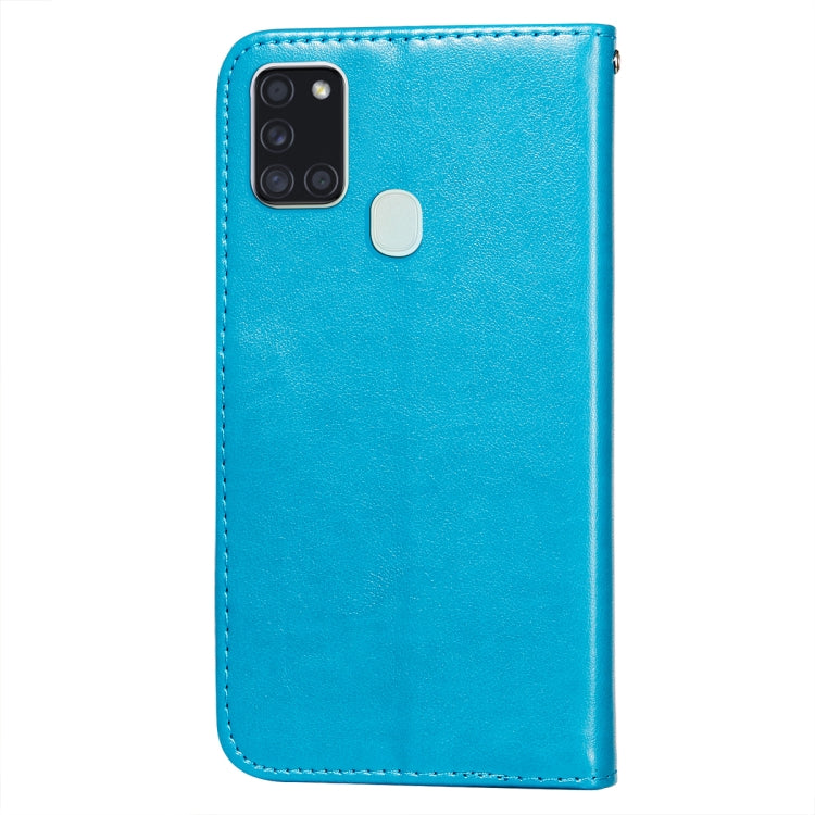 For Samsung Galaxy A21s Flower Vine Embossing Pattern Horizontal Flip Leather Case with Card Slot & Holder & Wallet & Lanyard