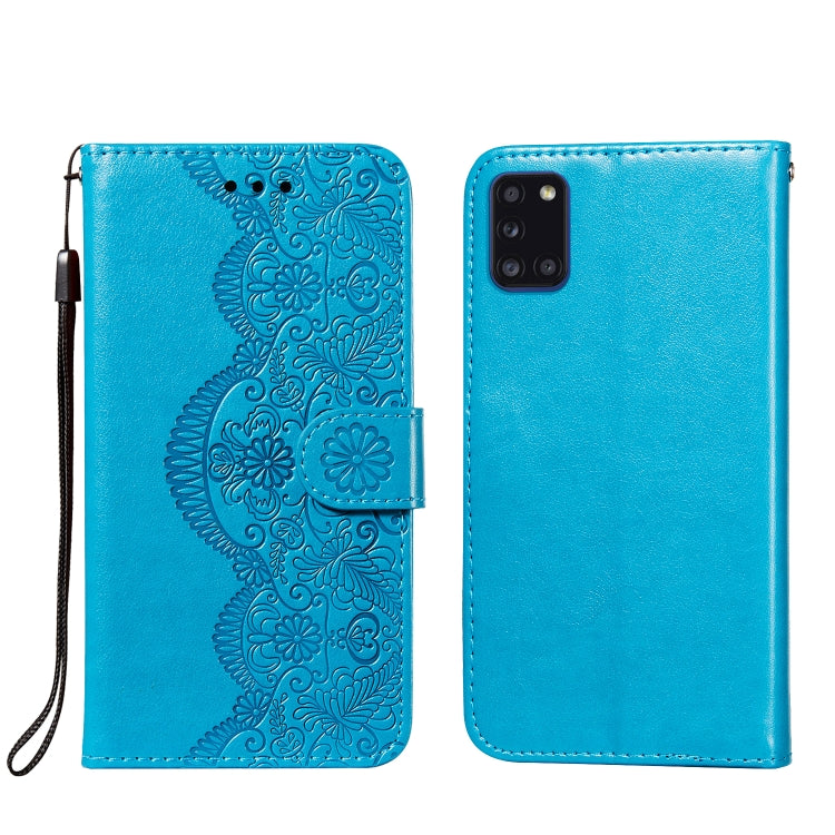For Samsung Galaxy A31 Flower Vine Embossing Pattern Horizontal Flip Leather Case with Card Slot & Holder & Wallet & Lanyard