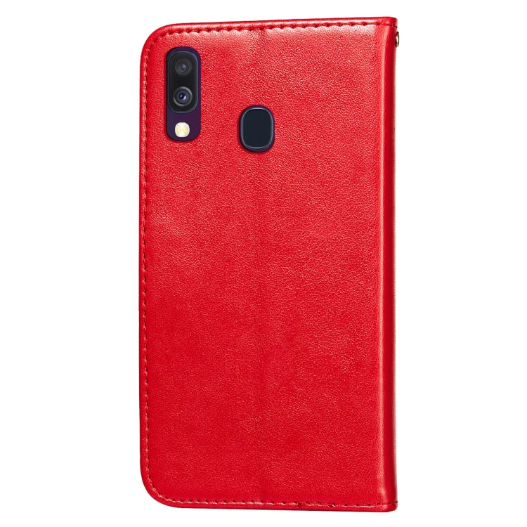 For Samsung Galaxy A40 Flower Vine Embossing Pattern Horizontal Flip Leather Case with Card Slot & Holder & Wallet & Lanyard
