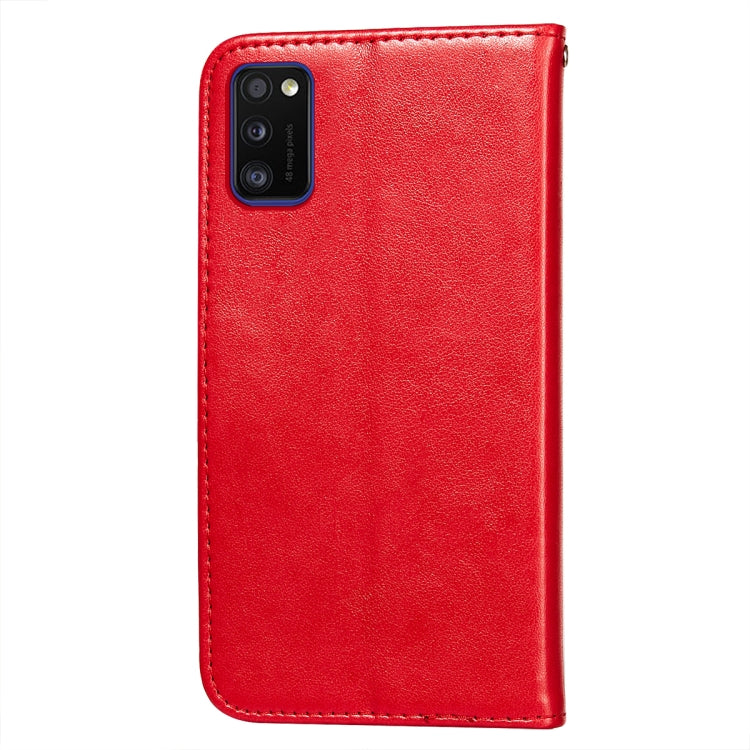 For Samsung Galaxy A41 Flower Vine Embossing Pattern Horizontal Flip Leather Case with Card Slot & Holder & Wallet & Lanyard