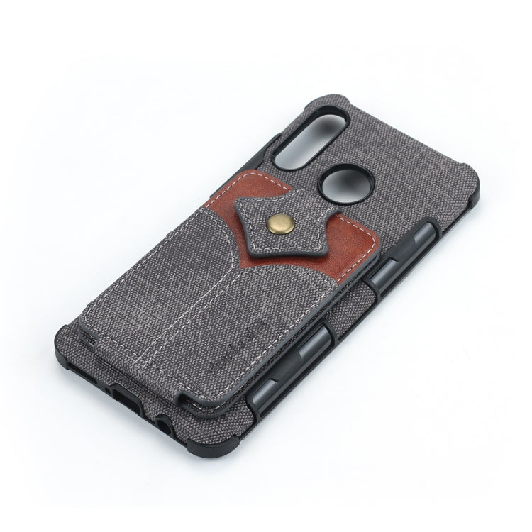For Huawei P30 Lite Cloth Texture + PU + TPU Shockproof Protective Case with Card Slots
