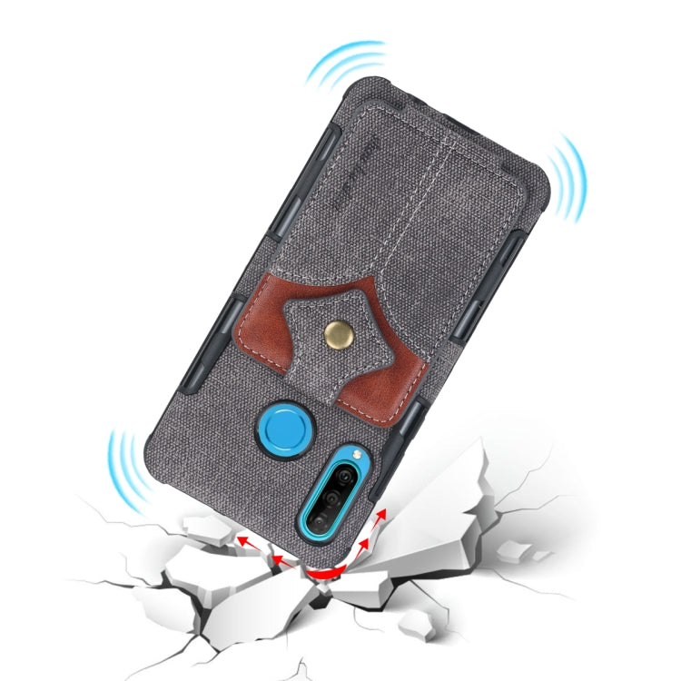 For Huawei P30 Lite Cloth Texture + PU + TPU Shockproof Protective Case with Card Slots
