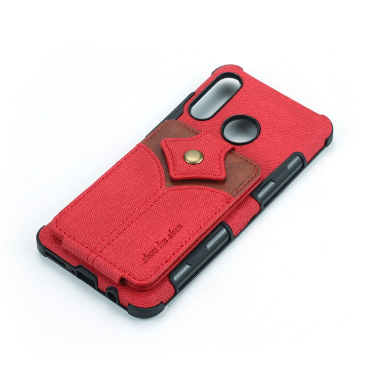 For Huawei P30 Lite Cloth Texture + PU + TPU Shockproof Protective Case with Card Slots
