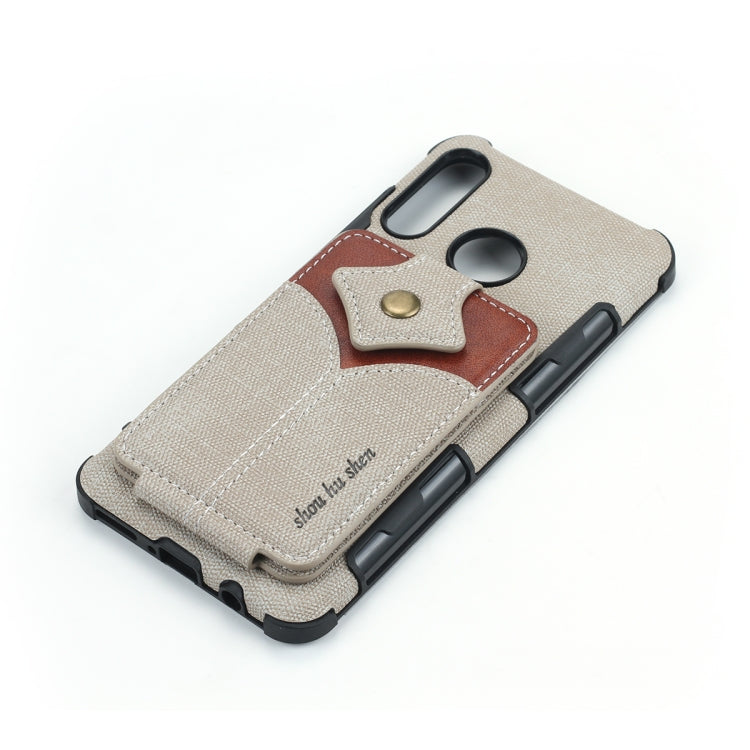 For Huawei P30 Lite Cloth Texture + PU + TPU Shockproof Protective Case with Card Slots