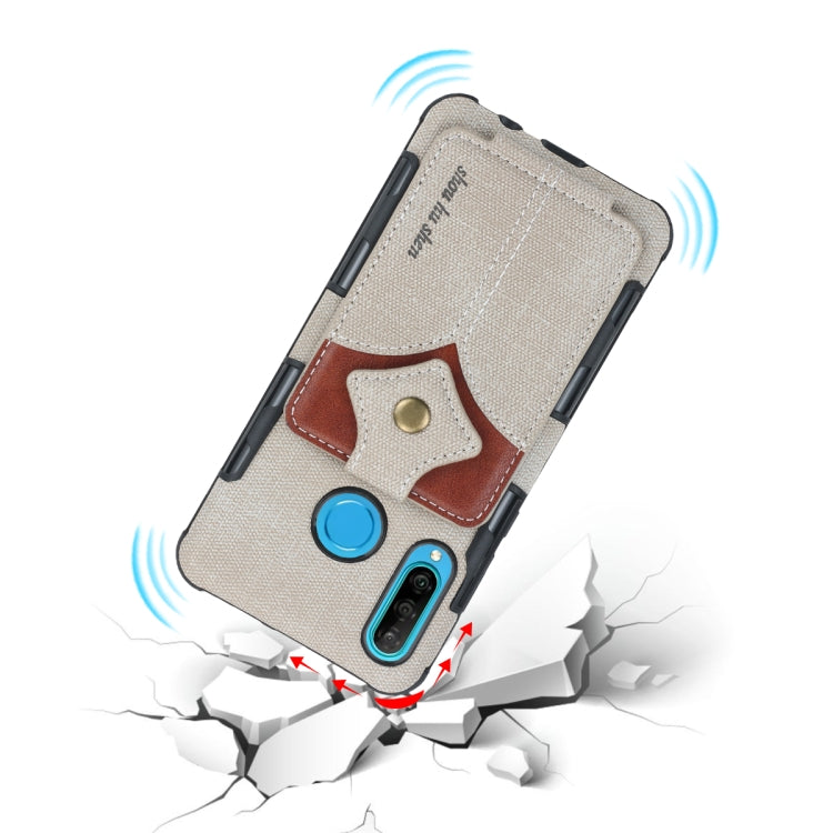 For Huawei P30 Lite Cloth Texture + PU + TPU Shockproof Protective Case with Card Slots