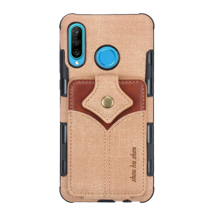For Huawei P30 Lite Cloth Texture + PU + TPU Shockproof Protective Case with Card Slots