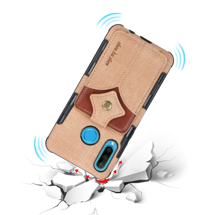 For Huawei P30 Lite Cloth Texture + PU + TPU Shockproof Protective Case with Card Slots