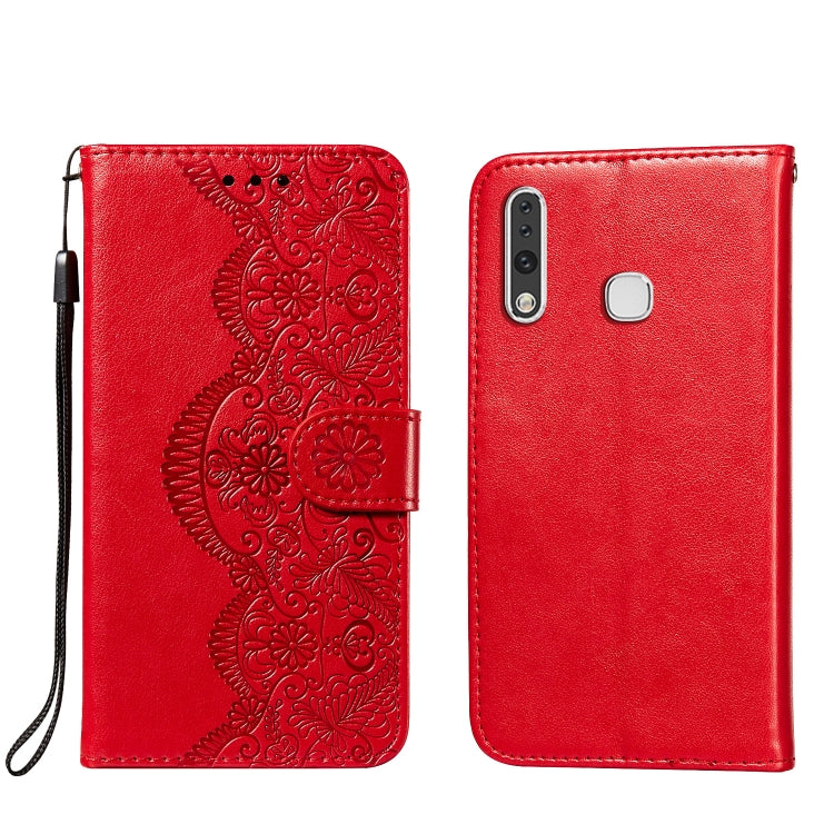 For Samsung Galaxy A70e Flower Vine Embossing Pattern Horizontal Flip Leather Case with Card Slot & Holder & Wallet & Lanyard