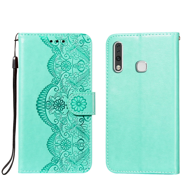 For Samsung Galaxy A70e Flower Vine Embossing Pattern Horizontal Flip Leather Case with Card Slot & Holder & Wallet & Lanyard