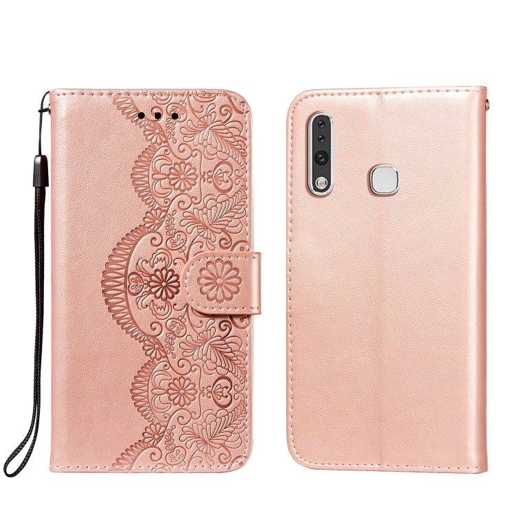 For Samsung Galaxy A70e Flower Vine Embossing Pattern Horizontal Flip Leather Case with Card Slot & Holder & Wallet & Lanyard