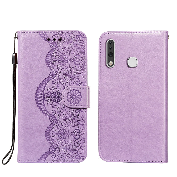 For Samsung Galaxy A70e Flower Vine Embossing Pattern Horizontal Flip Leather Case with Card Slot & Holder & Wallet & Lanyard