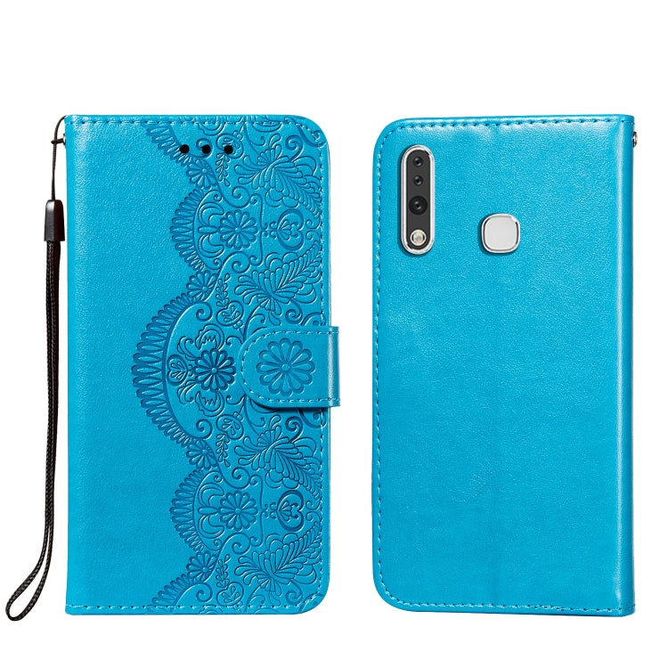 For Samsung Galaxy A70e Flower Vine Embossing Pattern Horizontal Flip Leather Case with Card Slot & Holder & Wallet & Lanyard