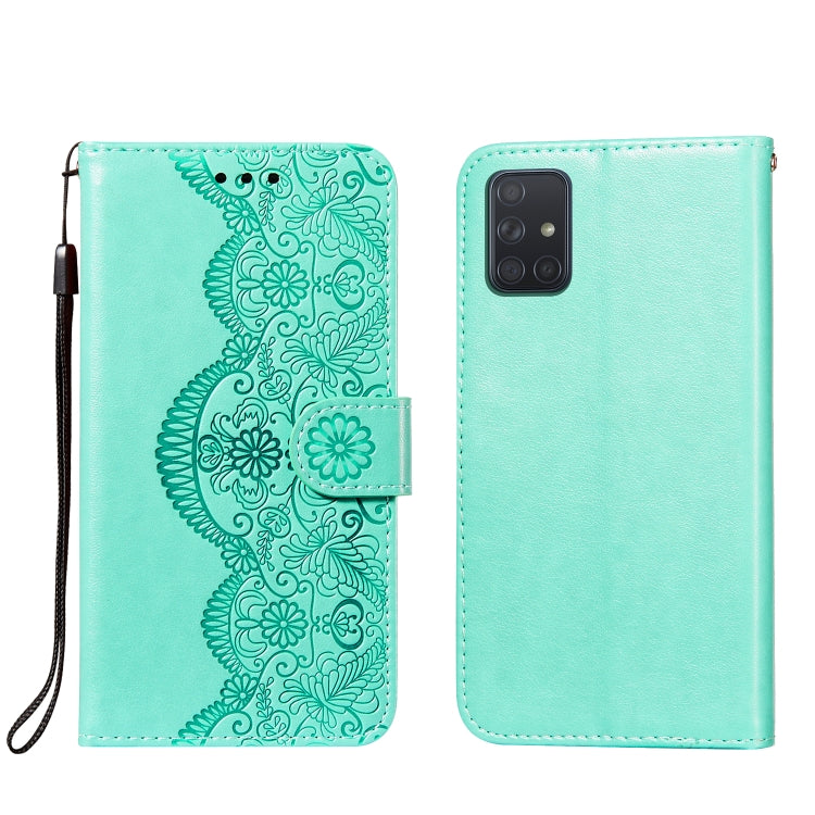 For Samsung Galaxy A71 4G Flower Vine Embossing Pattern Horizontal Flip Leather Case with Card Slot & Holder & Wallet & Lanyard