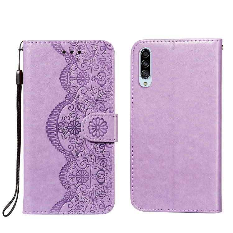 For Samsung Galaxy A90 5G Flower Vine Embossing Pattern Horizontal Flip Leather Case with Card Slot & Holder & Wallet & Lanyard