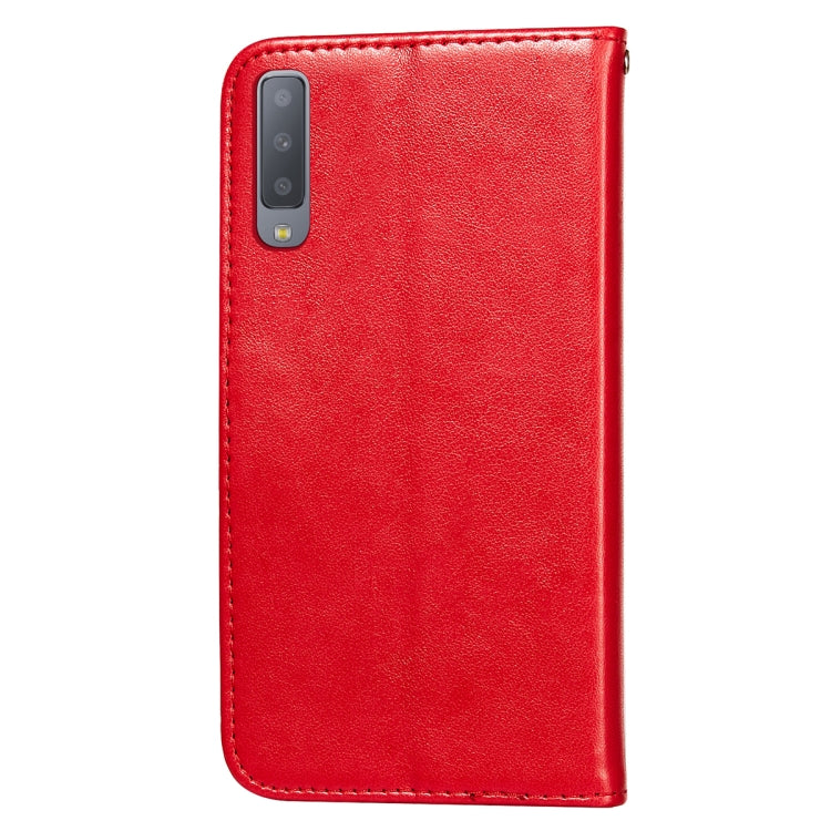 For Samsung Galaxy A7 (2018) Flower Vine Embossing Pattern Horizontal Flip Leather Case with Card Slot & Holder & Wallet & Lanyard