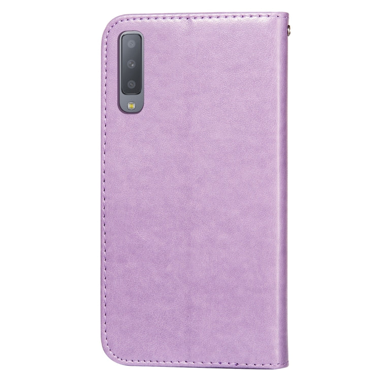 For Samsung Galaxy A7 (2018) Flower Vine Embossing Pattern Horizontal Flip Leather Case with Card Slot & Holder & Wallet & Lanyard