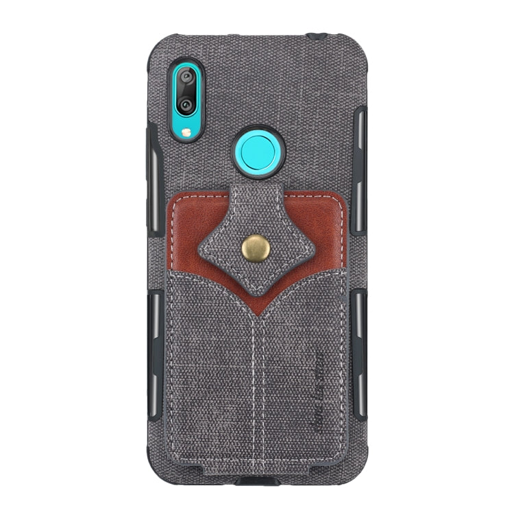 For Huawei Y7 (2019) Cloth Texture + PU + TPU Shockproof Protective Case with Card Slots