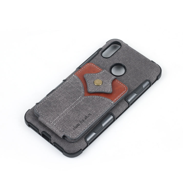 For Huawei Y7 (2019) Cloth Texture + PU + TPU Shockproof Protective Case with Card Slots