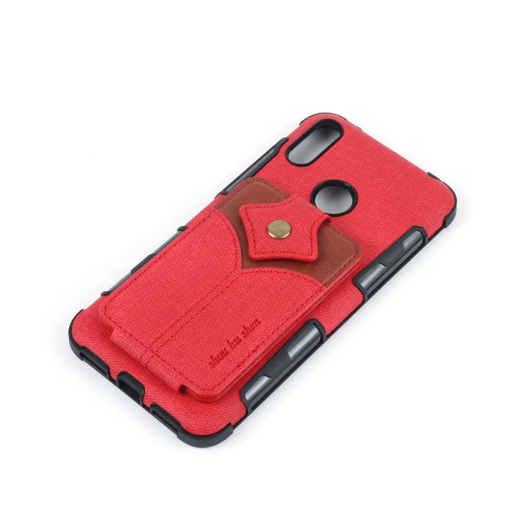 For Huawei Y7 (2019) Cloth Texture + PU + TPU Shockproof Protective Case with Card Slots