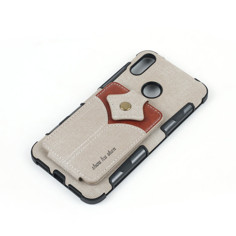 For Huawei Y7 (2019) Cloth Texture + PU + TPU Shockproof Protective Case with Card Slots
